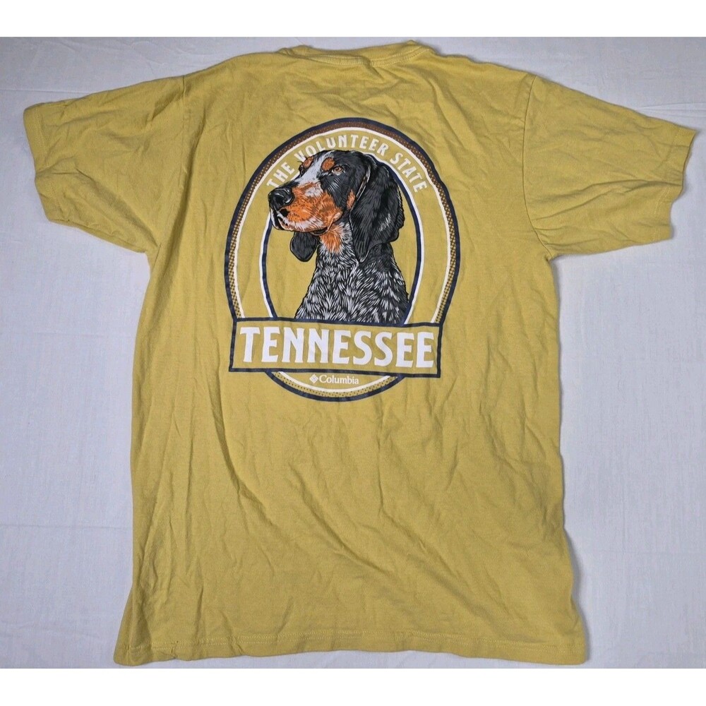 Columbia Shirt Men's Size Medium Yellow Tennessee Volunteers Smokey Dog TN Vols